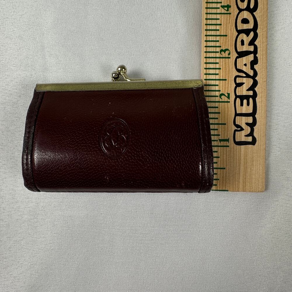 Vintage Buxton Genuine Leather Oxblood Kiss Lock Coin Purse - Picture 8 of 8